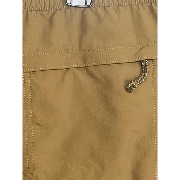 North Face Large Mens Pull Up Shorts Olive Green Zippered Pocket Quick Dry Nylon - Picture 4 of 7